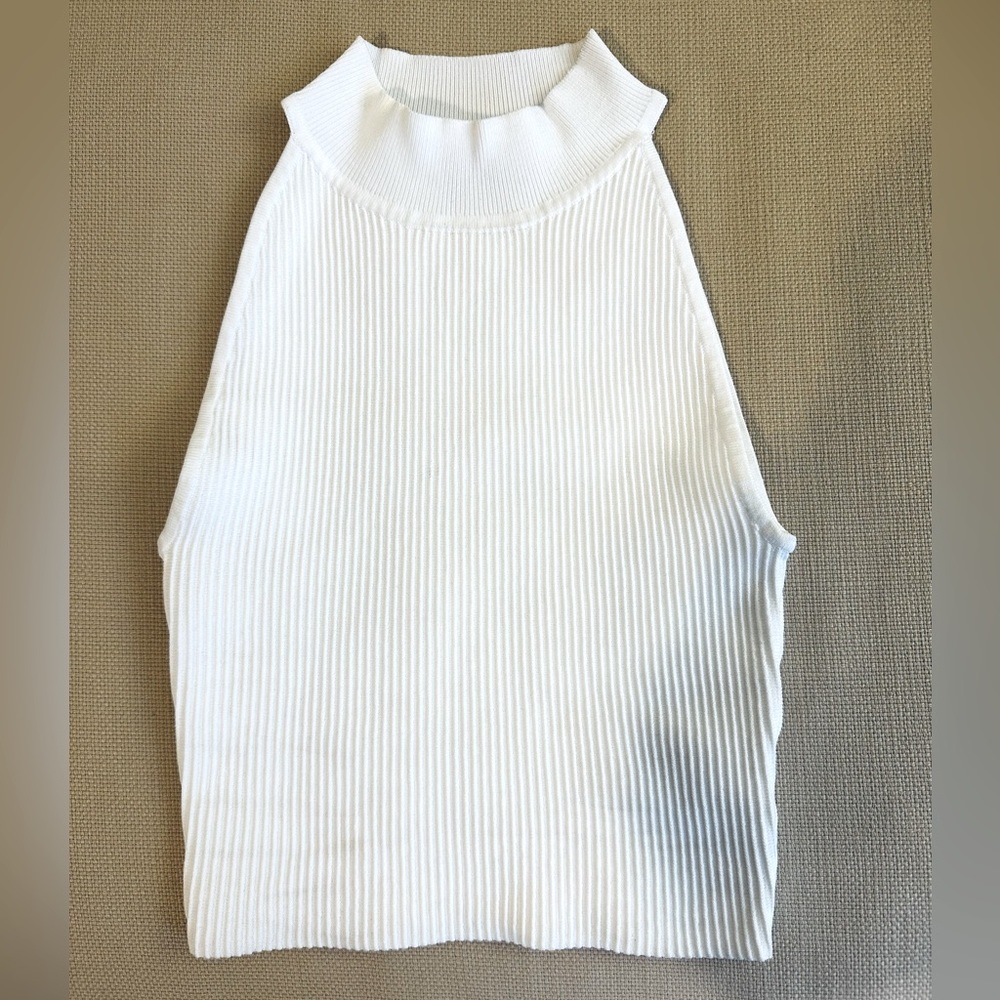 Aritzia Babaton Sculpt Knit White Halter Top (SX 2XS)